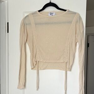 Princess Polly Cream Long Sleeve Top Drawstring Top